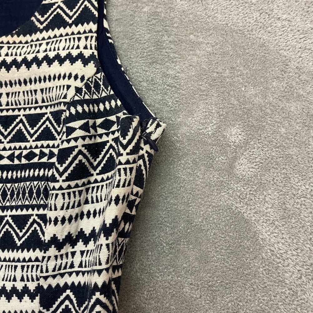 Liza Byrd Women's Cotton Abstract Print Tank Top Dress Navy Blue White Size M - Picture 7 of 10